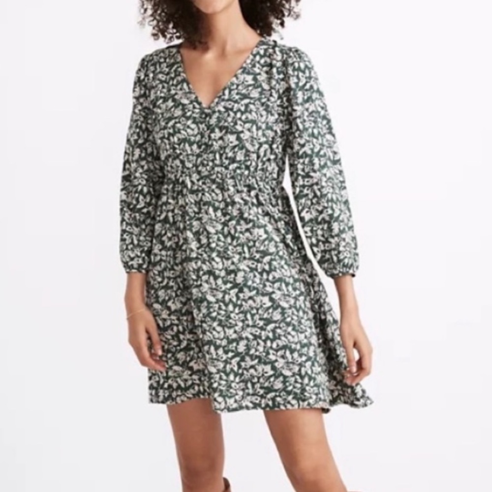 Madewell V Neck Button Front Mini Dress
